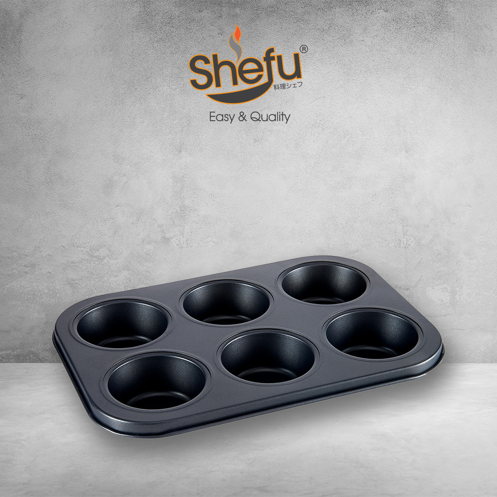 SHEFU 6 Cups Non-Stick Muffin Pan