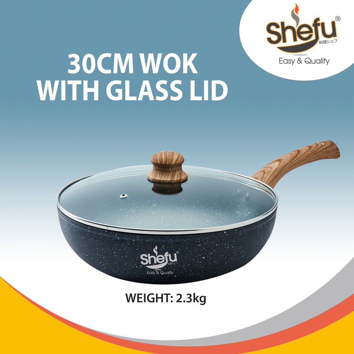 Shefu 30cm Wok Energy Saving With Glass Lid