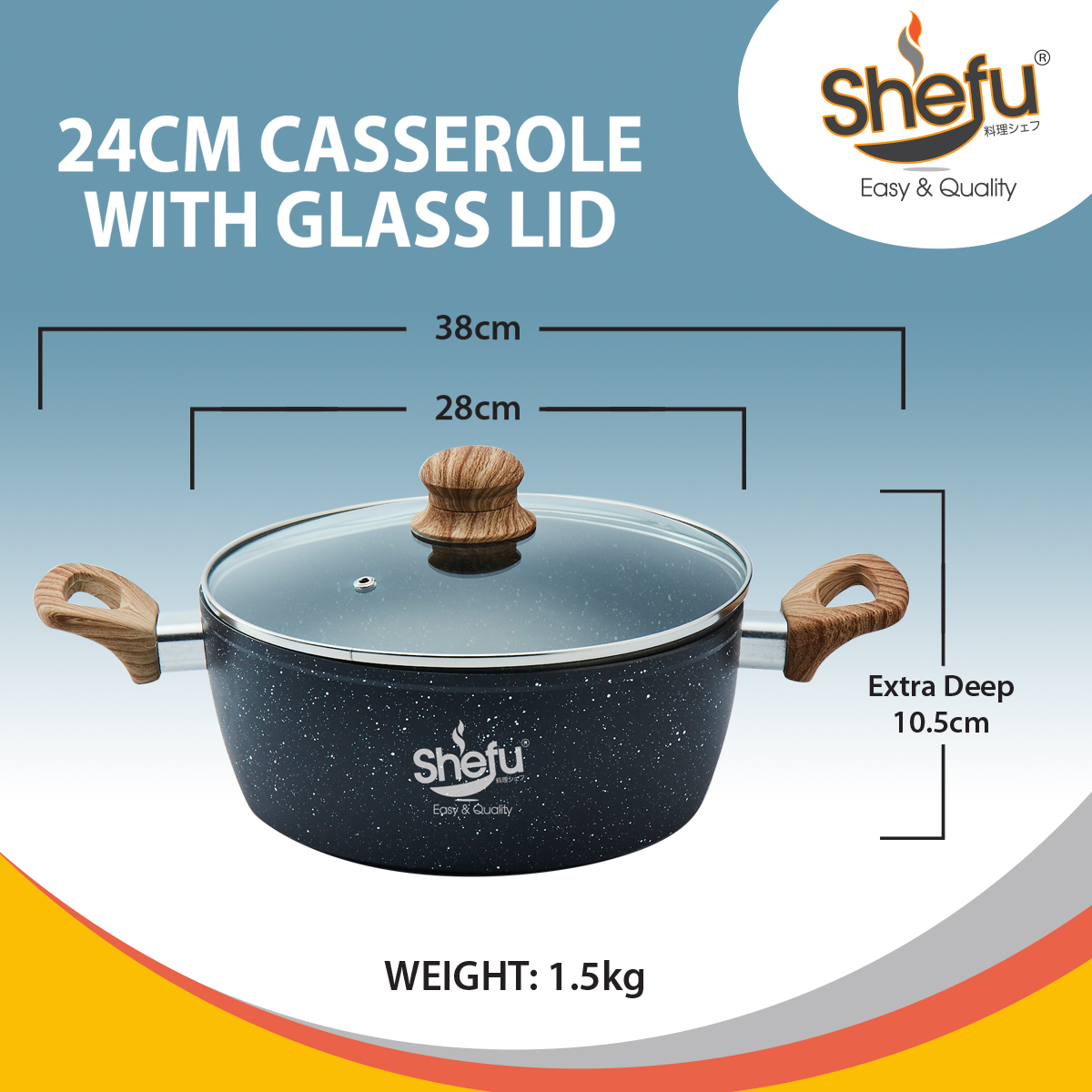 SHEFU 4-In-1 Marble Stone Non-Stick Cookware Set